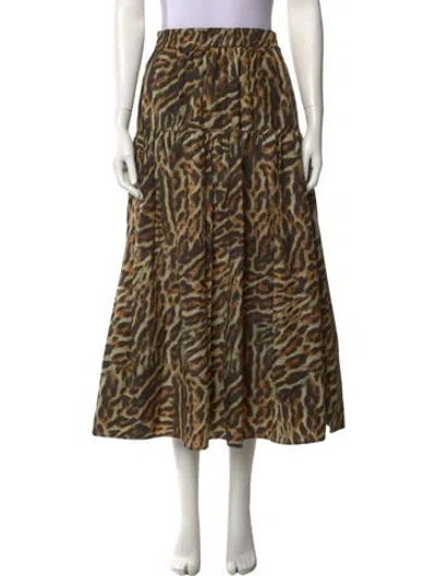 Pre-owned Silk Laundry Animal Print Midi Length Skirt W/ Tags In Multi