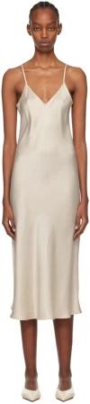 Silk Laundry Beige 90's Midi Dress In Hazelnut