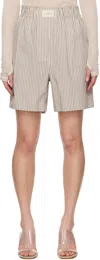 Silk Laundry Beige Cotton Boxer Shorts In Slate Stripe