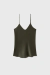 Silk Laundry Green Bias Cut Camisole In Pine
