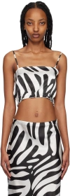 Silk Laundry Black & White Cropped Camisole In 5454 Lemur Matisse