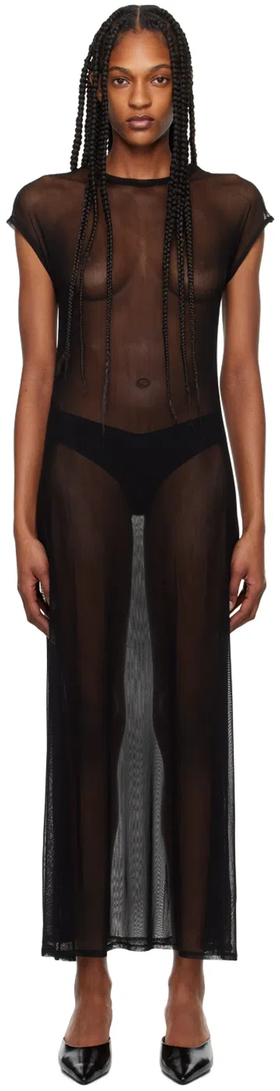 Silk Laundry Black Cap Sleeve Midi Dress