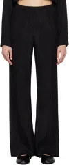 SILK LAUNDRY BLACK CRINKLE FLARE LOUNGE PANTS