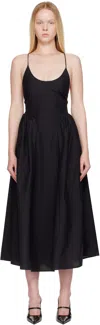 Silk Laundry Black Dive Midi Dress In Black