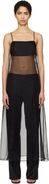 Silk Laundry Black Organza A-line Midi Dress In Black