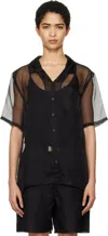 Silk Laundry Organza Camp Shirt In Black In Black