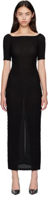 Silk Laundry Black Pebble Off The Shoulder Midi Dress In Black
