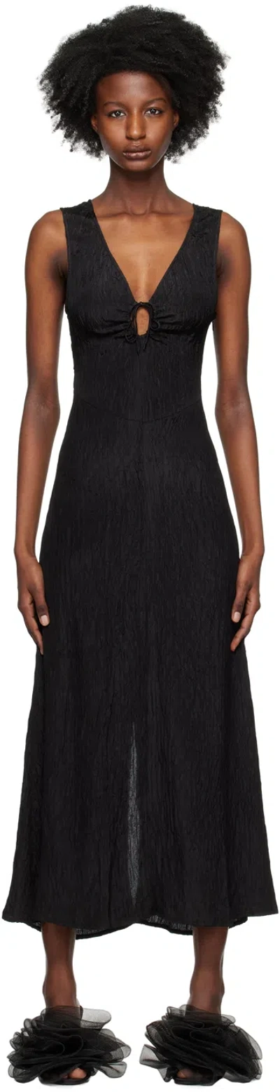 Silk Laundry Black Peek-a-boo Midi Dress