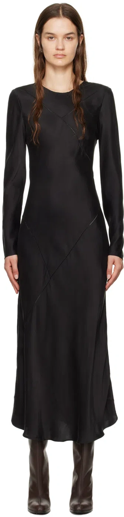 Silk Laundry Black Splice Long Sleeve Maxi Dress