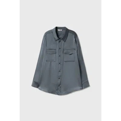 Silk Laundry Boyfriend Shirt Slate