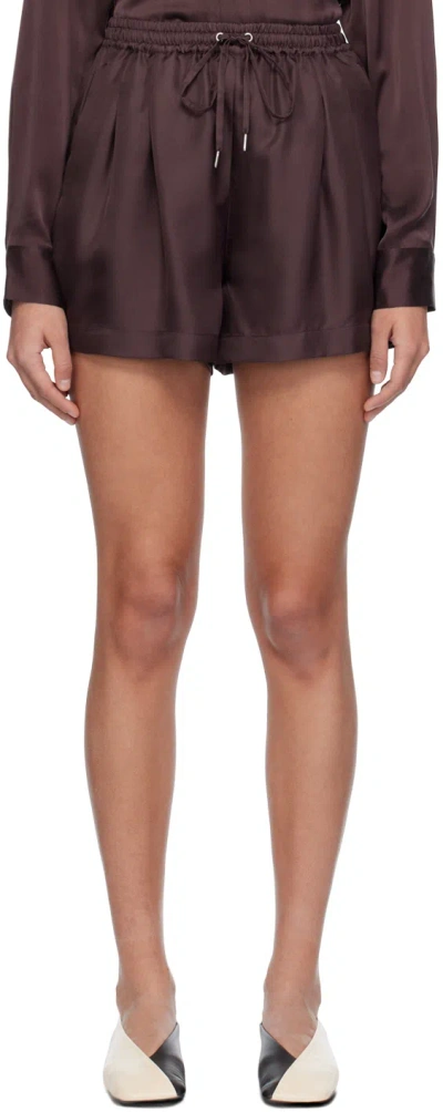 Silk Laundry Brown Slouch Shorts In Cacao