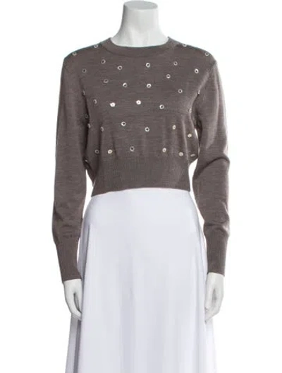 Pre-owned Silk Laundry Crew Neck Long Sleeve Crop Top W/ Tags In Neutral