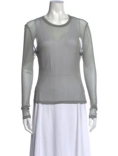 Pre-owned Silk Laundry Crew Neck Long Sleeve Top In Gray