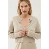 Silk Laundry Cropped Cardigan Hazelnut In Hazelnut