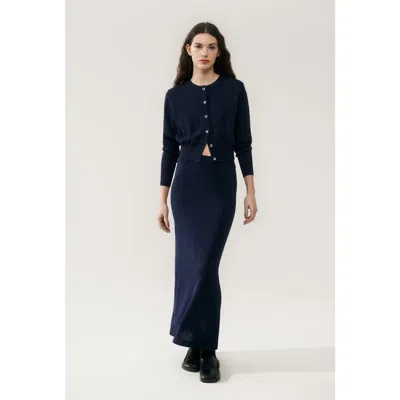 Silk Laundry Cropped Cardigan Midnight
