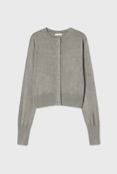 Silk Laundry Gray Cropped Cardigan In Moon