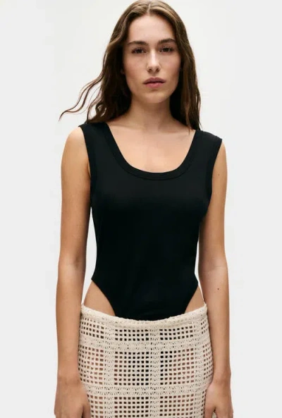 Silk Laundry Cutaway Bodysuit Black