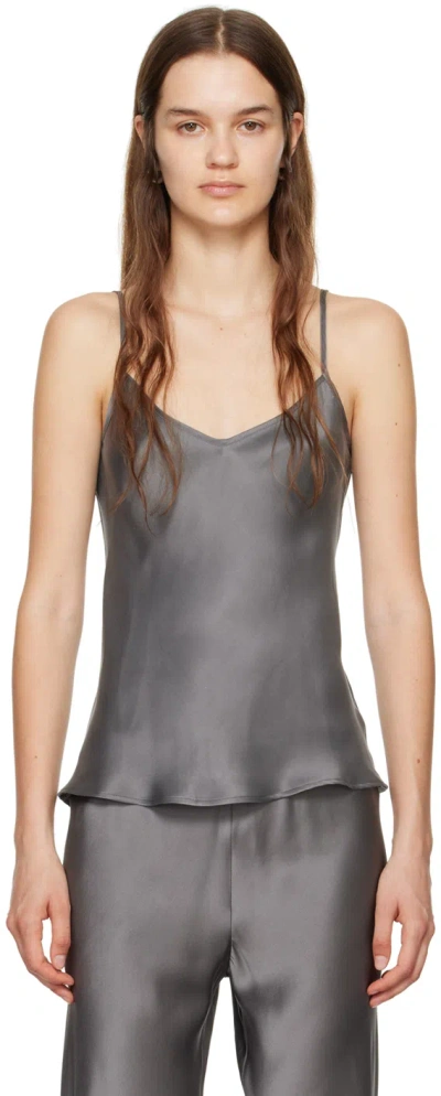 Silk Laundry Gray Bias-cut Camisole In Grey Pearl