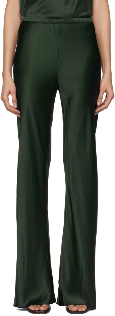Silk Laundry Green Bias Cut Lounge Pants In Scarab