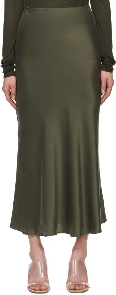 Silk Laundry Green Long Bias Cut Maxi Skirt In Pine