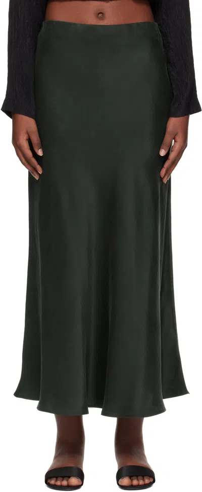 Silk Laundry Green Long Bias Cut Maxi Skirt In Scarab