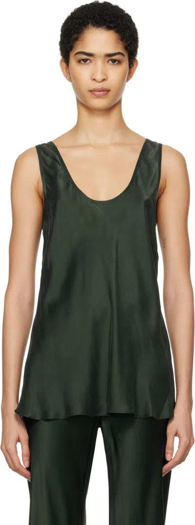 Silk Laundry Green Scoop Neck Tank Top In Scarab