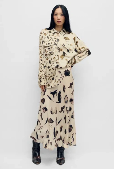 Silk Laundry Long Bias Cut Skirt Miracles Hazelnut In Brown