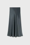 Silk Laundry Long Bias Cut Skirt Slate In Slate