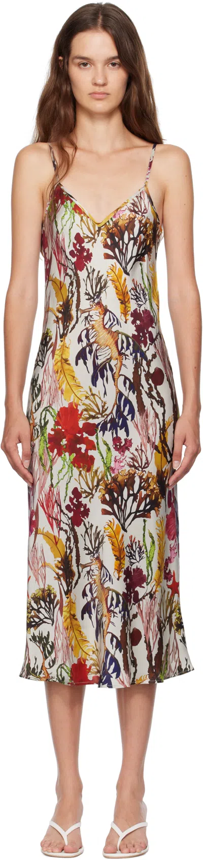 Silk Laundry Multicolor 90s Slip Midi Dress