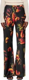 Silk Laundry Multicolor Bias Cut Lounge Pants In Tulipa Black