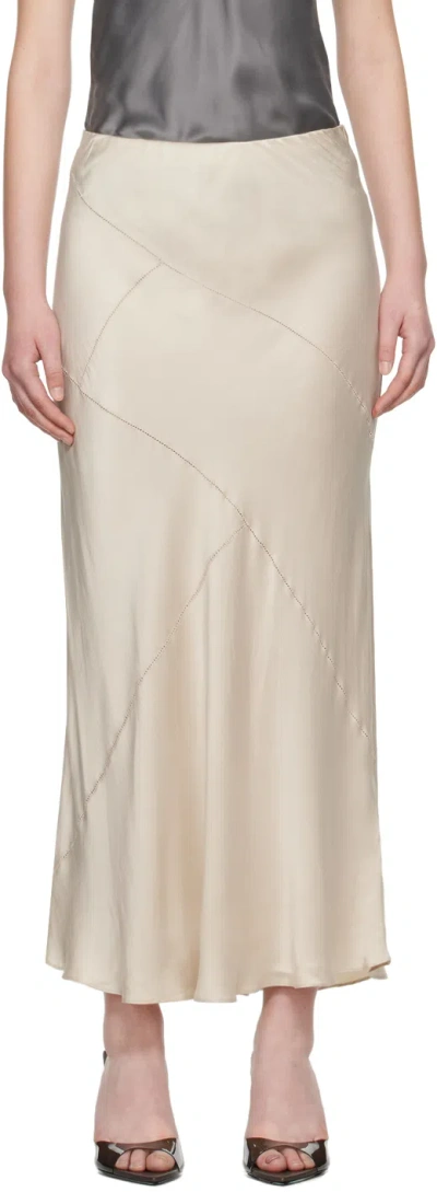 Silk Laundry Off-white Splice Maxi Skirt In Hazelnut