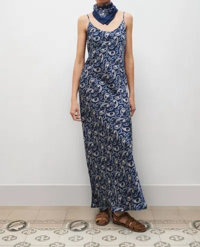 Silk Laundry Paisley Hounds Dress In Navy In Blue