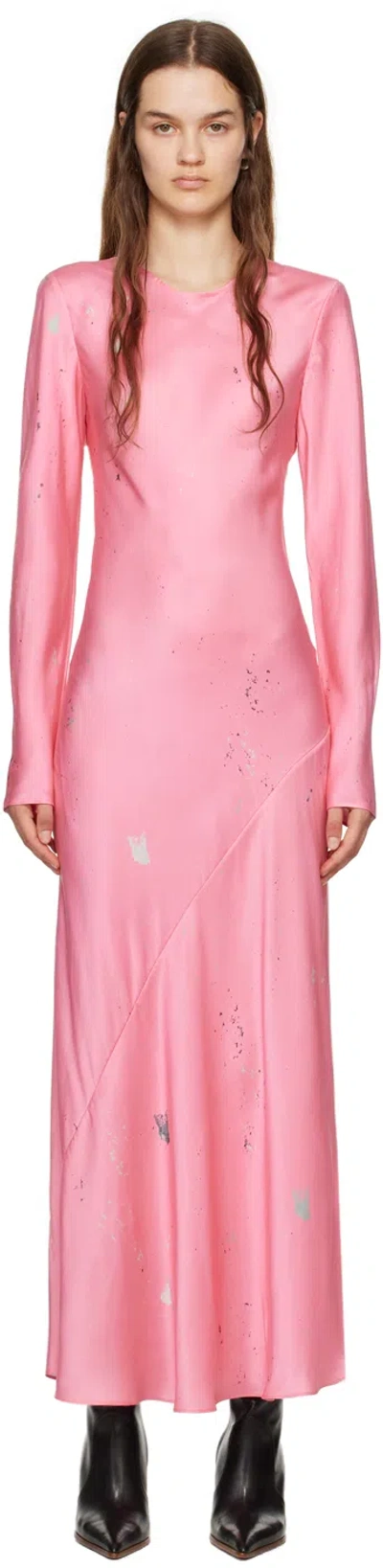 Silk Laundry Pink Bias Maxi Dress In Hog Wash