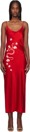Silk Laundry Red 1996 'year Of The Snake' Midi Dress In Year Of The Snake
