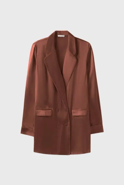 Silk Laundry Relaxed Blazer In Brown