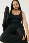 Silk Laundry Ribbed Tank Black In Black