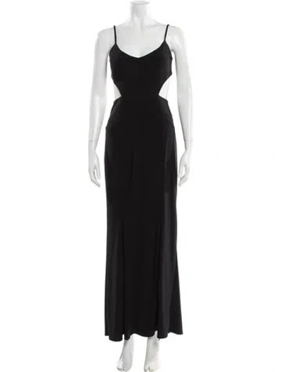 Pre-owned Silk Laundry Scoop Neck Long Dress In Black