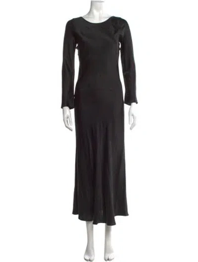 Pre-owned Silk Laundry Scoop Neck Long Dress In Black
