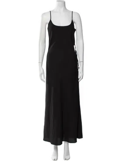 Pre-owned Silk Laundry Scoop Neck Long Dress In Black