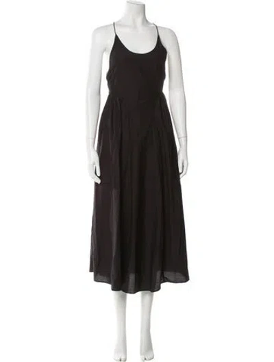 Pre-owned Silk Laundry Scoop Neck Long Dress W/ Tags In Black