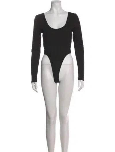 Pre-owned Silk Laundry Scoop Neck Long Sleeve Bodysuit W/ Tags In Black