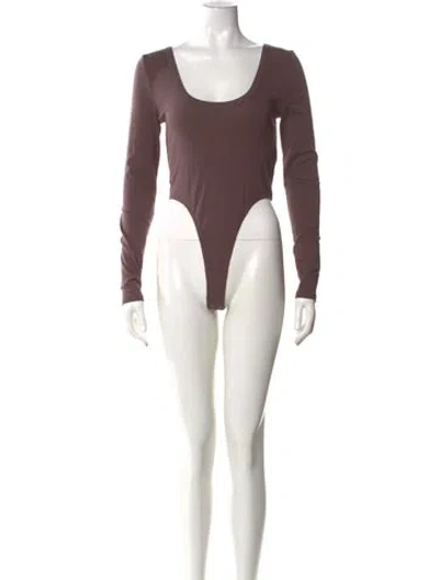 Pre-owned Silk Laundry Scoop Neck Long Sleeve Bodysuit W/ Tags In Purple