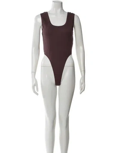 Pre-owned Silk Laundry Scoop Neck Sleeveless Bodysuit W/ Tags In Brown