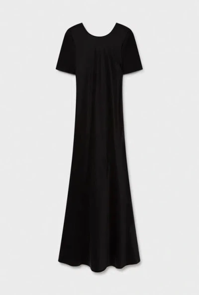 Silk Laundry Short Sleeve Bias Dress Black