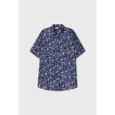 Silk Laundry Short Sleeve Boyfriend Shirt Hounds Paisley