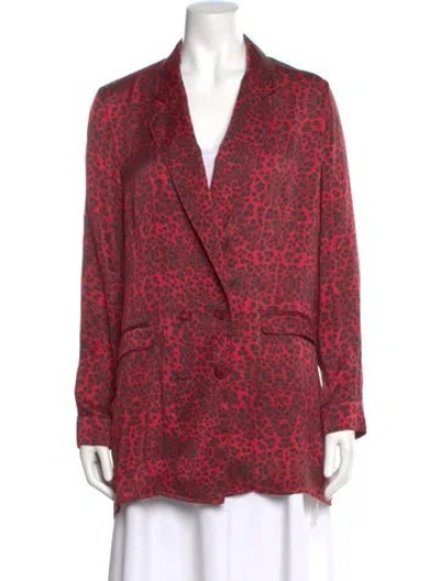 Pre-owned Silk Laundry Silk Animal Print Blouse In Red
