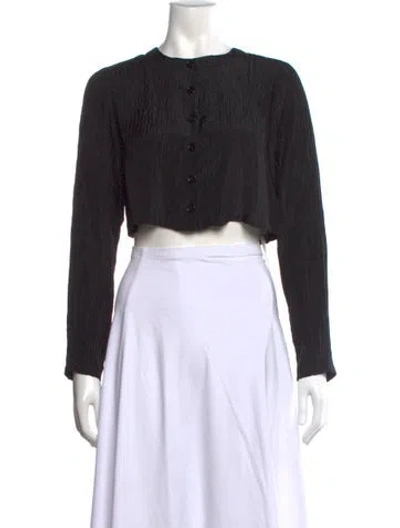 Pre-owned Silk Laundry Silk Crew Neck Crop Top In Black