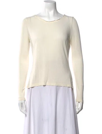 Pre-owned Silk Laundry Silk Crew Neck Top In Neutrals