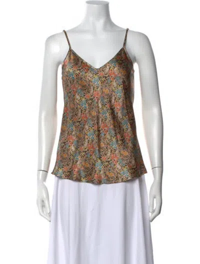 Pre-owned Silk Laundry Silk Floral Print Top In Multicolor