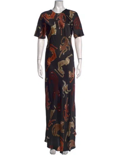 Pre-owned Silk Laundry Silk Long Dress In Black